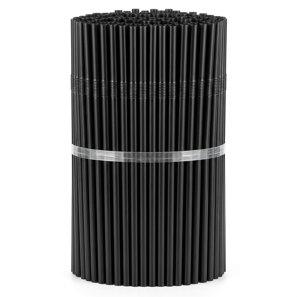 Black Flexible Straws – Bundle Front View White Background