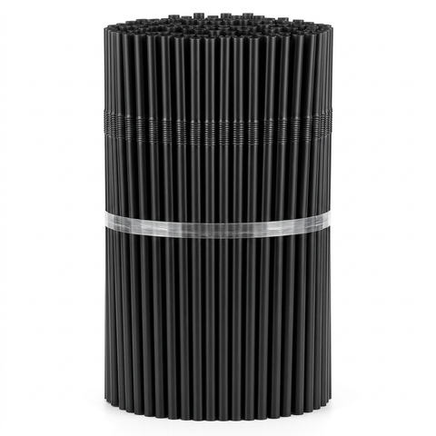 Black Flexible Straws – Bundle Front View White Background