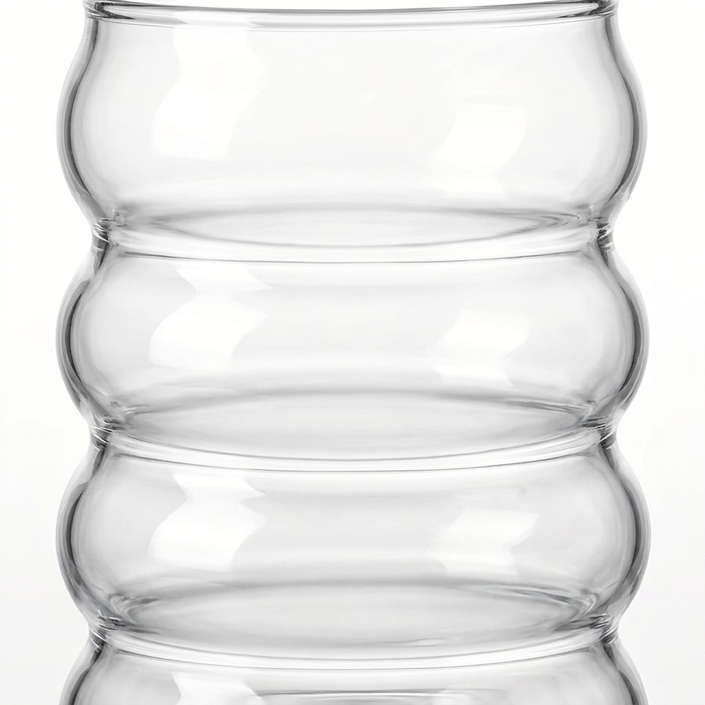 Borosilicate Ripple Glass Cup – Texture Close-Up White Background