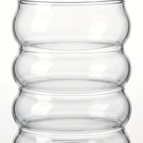 Borosilicate Ripple Glass Cup – Texture Close-Up White Background