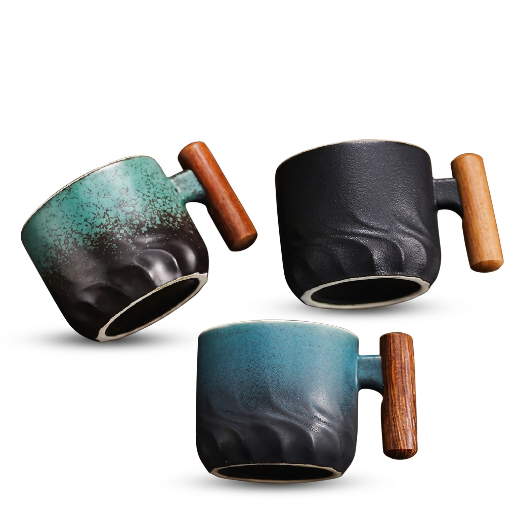 Handmade Ceramic Mugs – All 3 Colour Variants White Background