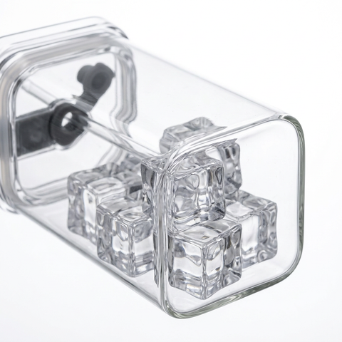 Square Glass Cup – Edge Detail Close-Up White Background