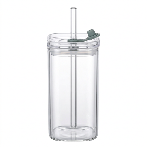 Square Glass Cup – Main Front View White Background